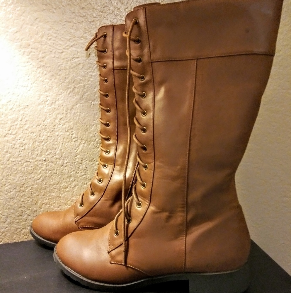 Tan leather boots